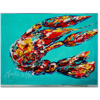 "Caroline's Treasures MW1161PLMT Lucy The Crawfish In Blue Fabric Placemat, Multicolor"