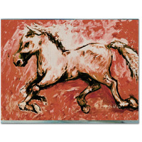 "Caroline's Treasures MW1170PLMT Shadow The Horse In Red Fabric Placemat, Multicolor"