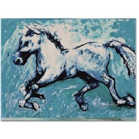 "Caroline's Treasures MW1171PLMT Shadow The Horse In Blue Fabric Placemat, Multicolor"