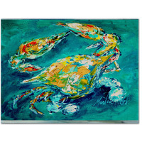 "Caroline's Treasures MW1162PLMT By Chance Crab In Aqua Blue Fabric Placemat, Multicolor"