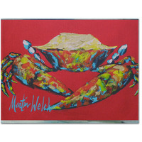 "Caroline's Treasures MW1096PLMT Crab Seafood One Fabric Placemat, Multicolor"
