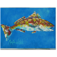 "Caroline's Treasures MW1098PLMT Fish-Red Fish Seafood Two Fabric Placemat, Multicolor"