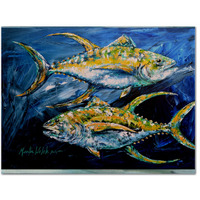 "Caroline's Treasures MW1125PLMT Fish-Tuna Tuna Blue Fabric Placemat, Multicolor"