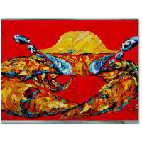 "Caroline's Treasures MW1115PLMT Crab Fat And Sassy Fabric Placemat, Multicolor"
