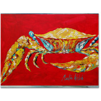 "Caroline's Treasures MW1116PLMT Crab Blue On Red Sr Fabric Placemat, Multicolor"