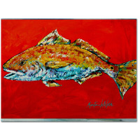 "Caroline's Treasures MW1111PLMT Fish-Red Fish Red Head Fabric Placemat, Multicolor"