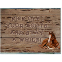 "Caroline's Treasures SB3064PLMT Kick Off Your Boots And Stay A While Fabric Placemat, Multicolor"