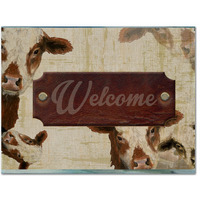 "Caroline's Treasures SB3065PLMT Welcome Cow Fabric Placemat, Multicolor"