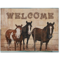 "Caroline's Treasures SB3059PLMT Welcome Mat With Horses Fabric Placemat, Multicolor"