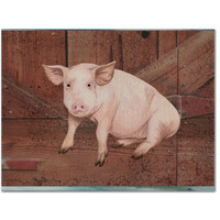 "Caroline's Treasures SB3072PLMT Pig At The Barn Door Fabric Placemat, Multicolor"