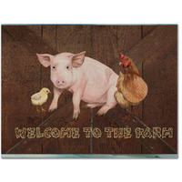 "Caroline's Treasures SB3083PLMT Welcome To The Farm With The Pig And Chicken Fabric Placemat, Multicolor"