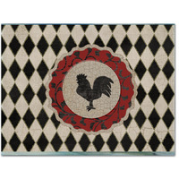 "Caroline's Treasures SB3086PLMT Rooster Harlequin Black And White Fabric Placemat, Multicolor"