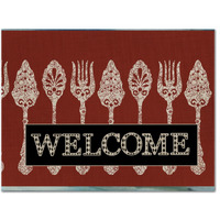 "Caroline's Treasures SB3090PLMT Serving Spoons Welcome Fabric Placemat, Multicolor"