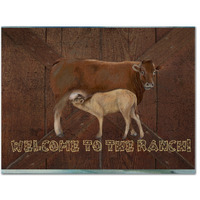 "Caroline's Treasures SB3084PLMT Welcome To The Ranch With The Cow And Baby Fabric Placemat, Multicolor"