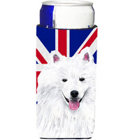 American Eskimo with English Union Jack British Flag Ultra Beverage Insulators for slim cans SC9836MUK