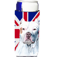 Pit Bull with English Union Jack British Flag Ultra Beverage Insulators for slim cans SC9838MUK