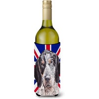Blue Tick Coonhound with English Union Jack British Flag Wine Bottle Beverage Insulator Hugger SC9890LITERK