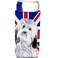 Havanese with English Union Jack British Flag Ultra Beverage Insulators for slim cans SC9874MUK