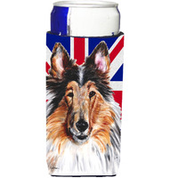 Collie with English Union Jack British Flag Ultra Beverage Insulators for slim cans SC9893MUK