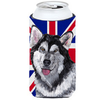Alaskan Malamute with English Union Jack British Flag Tall Boy Beverage Insulator Hugger SC9815TBC