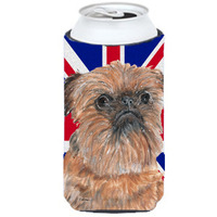 Brussels Griffon with Engish Union Jack British Flag Tall Boy Beverage Insulator Hugger SC9864TBC