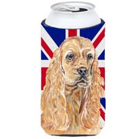 Buff Cocker Spaniel with Engish Union Jack British Flag Tall Boy Beverage Insulator Hugger SC9866TBC
