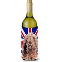 Otterhound with English Union Jack British Flag Wine Bottle Beverage Insulator Hugger SC9878LITERK