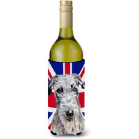 Scottish Deerhound with English Union Jack British Flag Wine Bottle Beverage Insulator Hugger SC9881LITERK