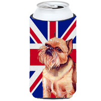 Brussels Griffon with English Union Jack British Flag Tall Boy Beverage Insulator Hugger LH9466TBC