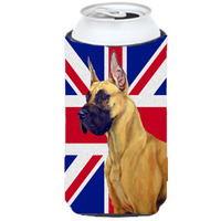 Great Dane with English Union Jack British Flag Tall Boy Beverage Insulator Hugger LH9464TBC