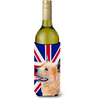 Australian Cattle Dog with English Union Jack British Flag Wine Bottle Beverage Insulator Hugger LH9469LITERK