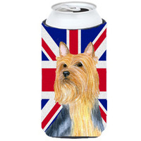 Silky Terrier with English Union Jack British Flag Tall Boy Beverage Insulator Hugger LH9468TBC