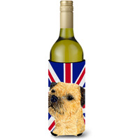 Border Terrier with English Union Jack British Flag Wine Bottle Beverage Insulator Hugger LH9475LITERK