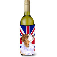 Australian Shepherd with English Union Jack British Flag Wine Bottle Beverage Insulator Hugger LH9470LITERK