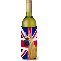 Great Dane with English Union Jack British Flag Wine Bottle Beverage Insulator Hugger LH9464LITERK