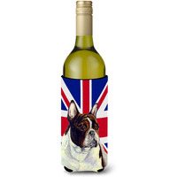 French Bulldog with English Union Jack British Flag Wine Bottle Beverage Insulator Hugger LH9489LITERK