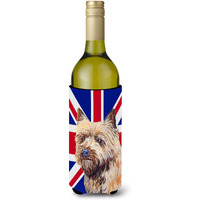 Cairn Terrier with English Union Jack British Flag Wine Bottle Beverage Insulator Hugger LH9472LITERK