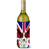 Corgi with English Union Jack British Flag Wine Bottle Beverage Insulator Hugger LH9485LITERK