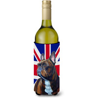 French Bulldog with English Union Jack British Flag Wine Bottle Beverage Insulator Hugger LH9492LITERK