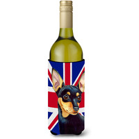 Min Pin with English Union Jack British Flag Wine Bottle Beverage Insulator Hugger LH9487LITERK