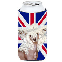Chinese Crested with English Union Jack British Flag Tall Boy Beverage Insulator Hugger LH9501TBC