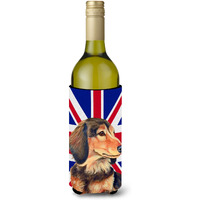 Dachshund with English Union Jack British Flag Wine Bottle Beverage Insulator Hugger LH9502LITERK
