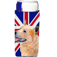 Australian Cattle Dog with English Union Jack British Flag Ultra Beverage Insulators for slim cans LH9469MUK