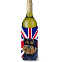 Brussels Griffon with English Union Jack British Flag Wine Bottle Beverage Insulator Hugger LH9505LITERK