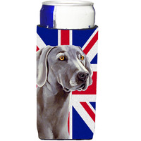 Weimaraner with English Union Jack British Flag Ultra Beverage Insulators for slim cans LH9493MUK