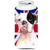 Boxer Cooper with English Union Jack British Flag Tall Boy Beverage Insulator Hugger RDR3030TBC
