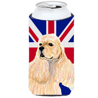 Cocker Spaniel Buff with English Union Jack British Flag Tall Boy Beverage Insulator Hugger SS4964TBC