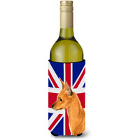 Min Pin with English Union Jack British Flag Wine Bottle Beverage Insulator Hugger SS4908LITERK