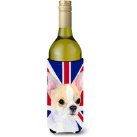 Chihuahua with English Union Jack British Flag Wine Bottle Beverage Insulator Hugger SS4916LITERK