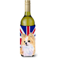 Chihuahua with English Union Jack British Flag Wine Bottle Beverage Insulator Hugger SS4915LITERK